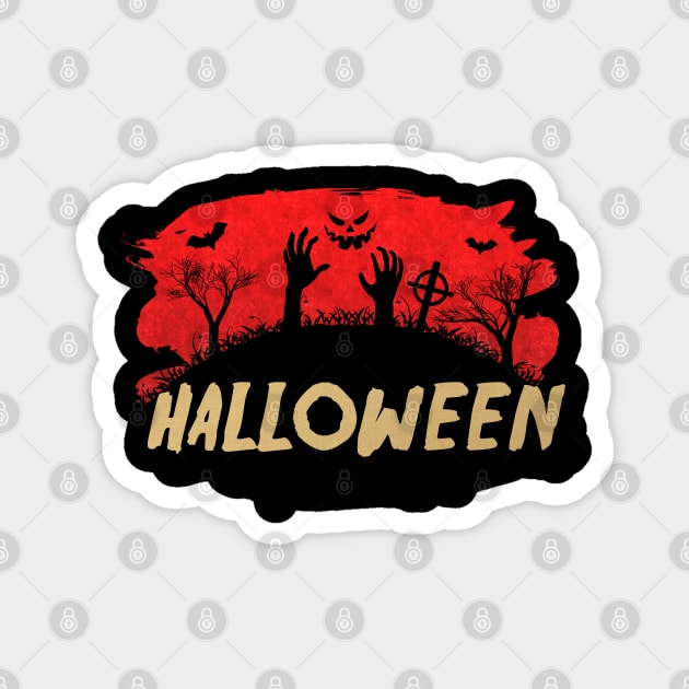 ☠ Haunted Cemetery ☠ Halloween Undead Rising Magnet by Naumovski