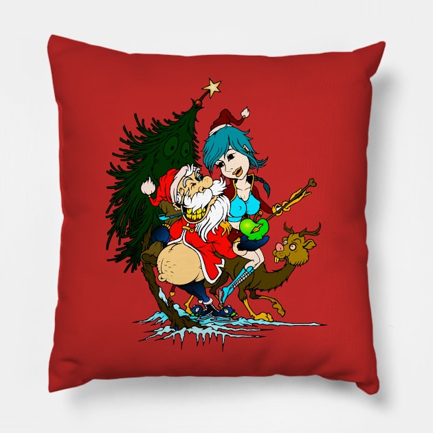 christmas santa claus eden and eve Pillow by roombirth