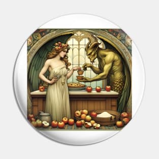 Eve and the Devil Making Apple Pie Pin