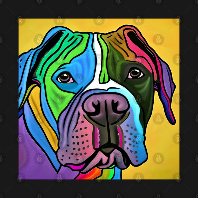 Pitbull Dog Rainbow Painting by KayBee Gift Shop