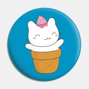 Cute Cat Ice Cream Cone T-Shirt Pin