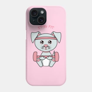 Stay fit, Cute dog lifting weights. Phone Case