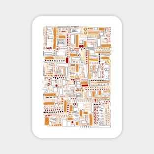 Orange and Red Modern Pattern Magnet