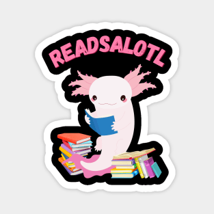 Readsalotl Cute Reading Axolotl Book Nerd Fun Magnet