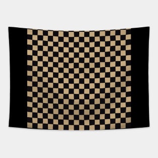 Wonky Checkerboard, Black and Tan Tapestry