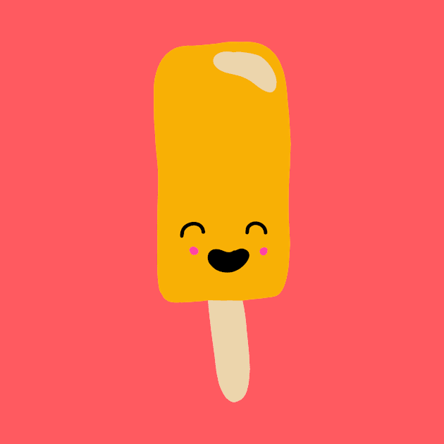 Orange Tangerine Cute Kawaii Popsicle Frozen Treat by gloobella