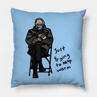 Keep Warm Bernie Sanders Memes Line Drawing Pillow