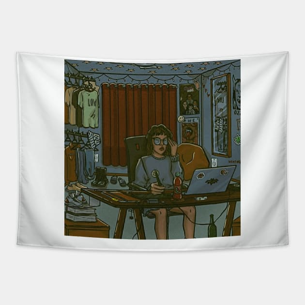 workaholic Tapestry by barth desenha