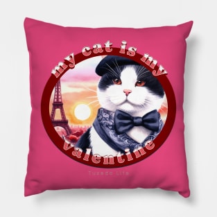 My French Valentine Cat Tuxedo Life 11T Pillow