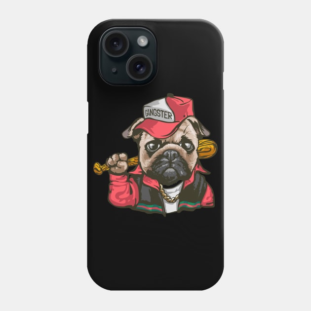 Gangster pug dog Phone Case by sharukhdesign