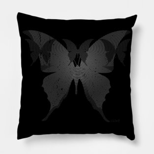 BUTTERFLY Gray, Retro Design, Ring Grid Pillow