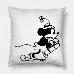 Steamboat Willie Running Cartoon Girl Mouse Pillow