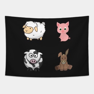 Cute Farm Animal Sticker Pack Tapestry