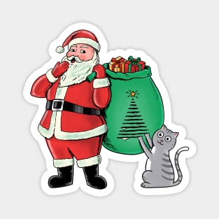 Cat and santa claus Magnet