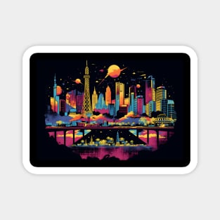 Retro Illustration Las Vegas A Vintage Cityscape Tribute Magnet