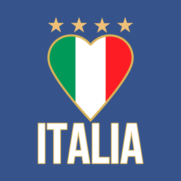 ITALIA - Italy, Soccer, Football, Azzuri, I Love Italy, European Champion, 2020, 2021, Blue with Golden Stroke by PorcupineTees