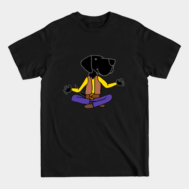 Disover Funny Black Lab Dog Meditation and Yoga Cartoon - Black Lab - T-Shirt