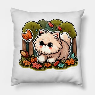 furry kittie in the woods Pillow
