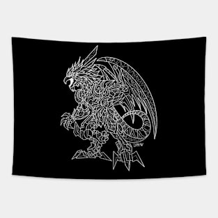 dark mexican kaiju the quetzalcoatl in mecha custom armor ecopop art Tapestry