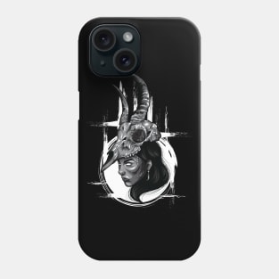 B&w Skull horn + Female Phone Case