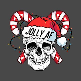 Jolly AF, skull Christmas retro design T-Shirt