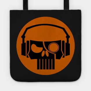 Orange Cyborg Music Skull With Headphones Tote