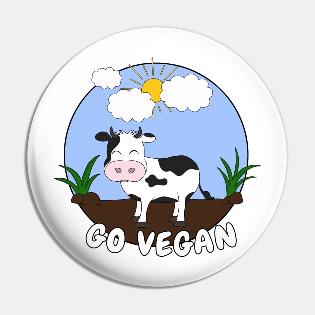 Go Vegan Cute Cow Pin by valentinahramov