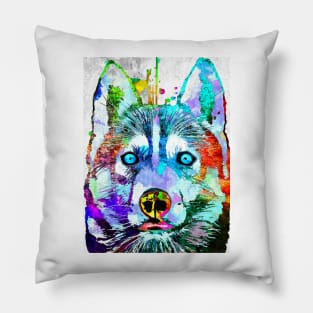 Siberian Husky Grunge Pillow