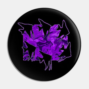 Currents Liquid Abstract Violet Angelfish Silhouette Pin