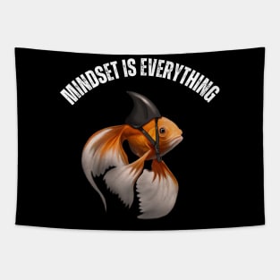 Mindset Motivational quote Cute Goldfish Shark Tapestry