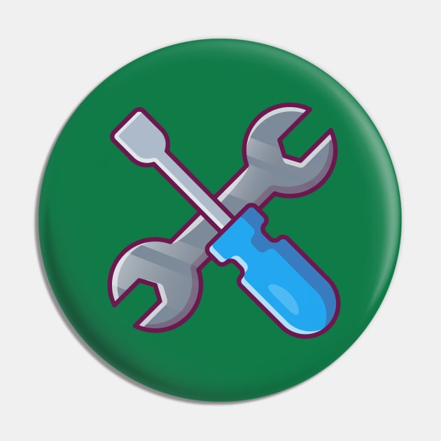 Screwdriver And Wrench Cartoon Pin by Catalyst Labs