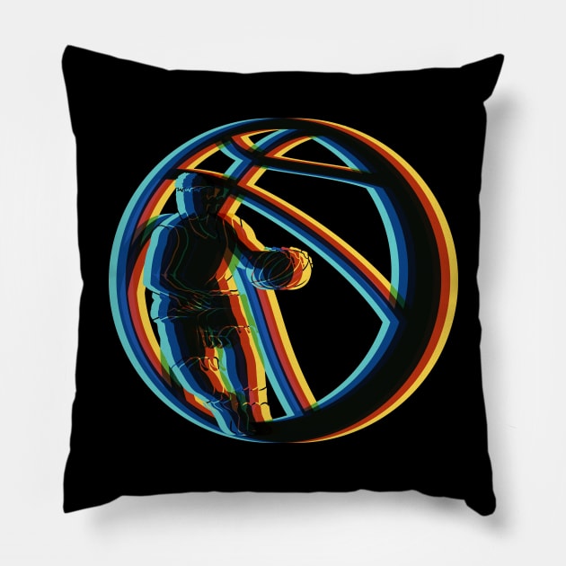 Surrealistic Magic Shadow Basketball Player Pillow by HappyGiftArt