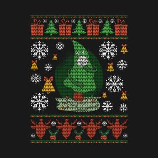 Ugly Christmas Sweater Tree with Mask of Santa for Xmas T-Shirt