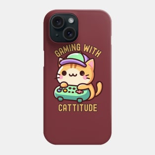 Gamer cat playing Video games Phone Case