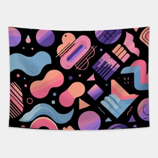 80s Retro Geometric Pattern Tapestry