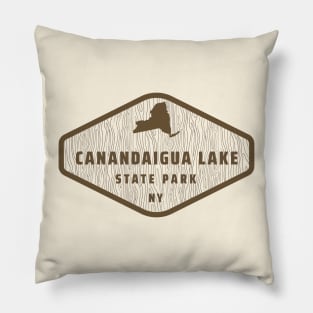 Canandaigua Lake State Park New York - Tree Log Texture Wooded Sign Sticker Pillow