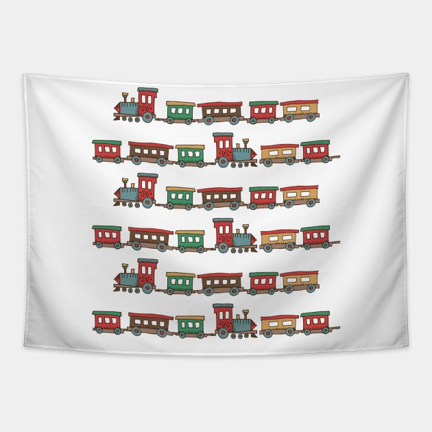 Cartoon Christmas Train Tapestry by SWON Design