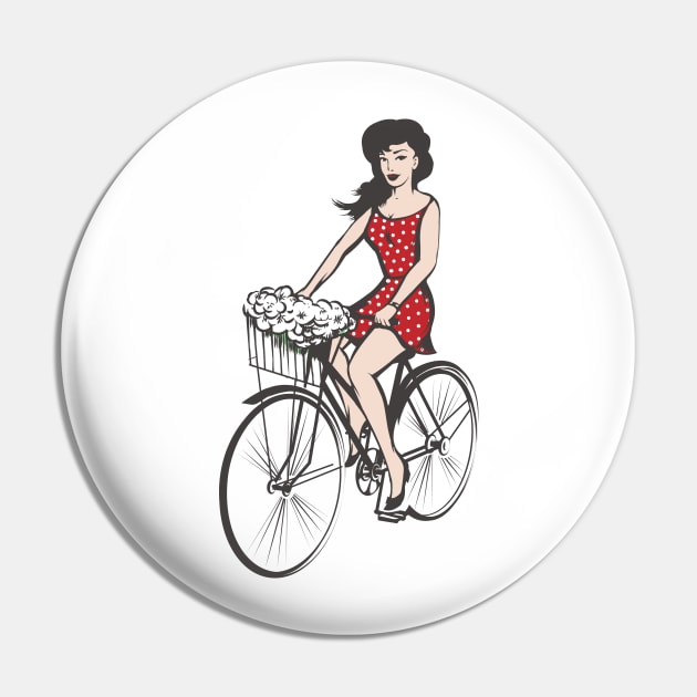 Girl on a bicycle Pin by devaleta