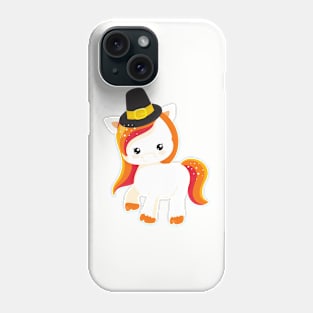 Thanksgiving Unicorn, Cute Unicorn, Pilgrim Hat Phone Case