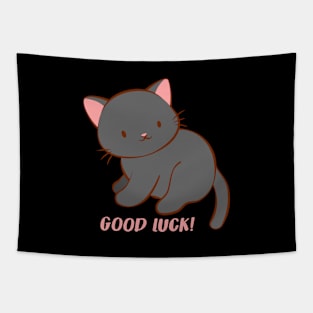 Good Luck Kawaii Black Cat Tapestry