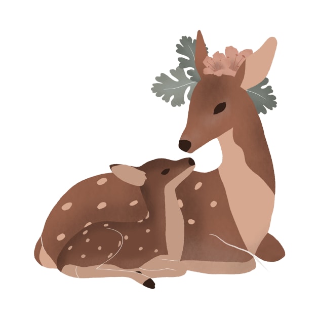 Doe and fawn by RosanneCreates