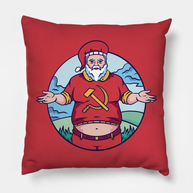 Funny Vintage Cartoon Commie Santa Pillow by SLAG_Creative