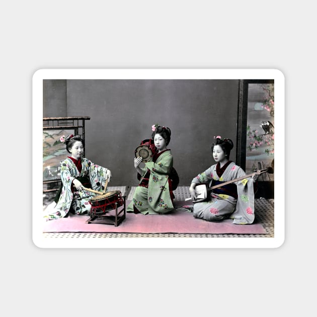 Three Japanese Women & Musical Instruments 1870s–1890s Magnet by rocketshipretro