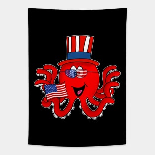 4th July Octopus American Flag USA Tapestry