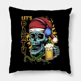 Skull Christmas Beer Party Pillow