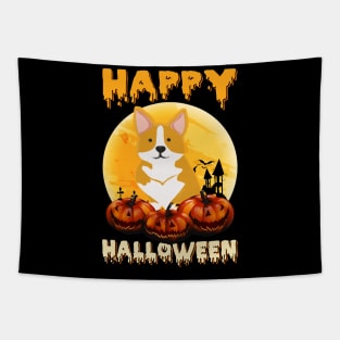 Corgi Scary Pumpkin Moon Halloween Costume Tapestry