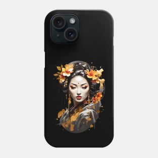 Japanese Geisha Oriental art retro vintage floral design Phone Case