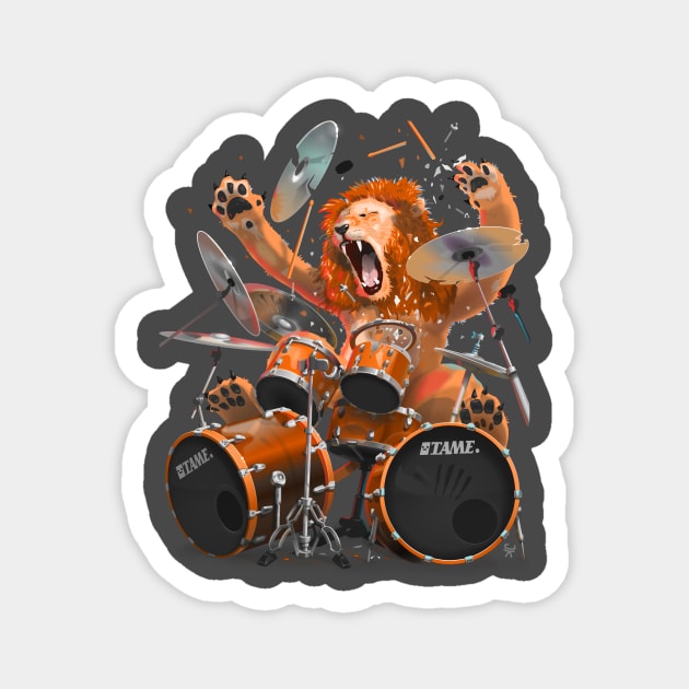 Lion Drummer Magnet by poppijanne