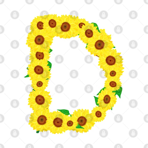 Sunflowers Initial Letter D (White Background) by Art By LM Designs 