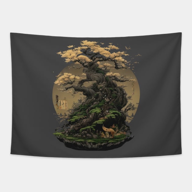 Japanese Moon Tree of Life Tapestry by HideTheInsanity